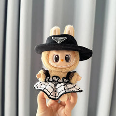White Checkered Floral Strap Dress With Ppd Hat