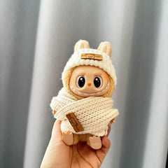 White Flipped-Brim Bear Hat + White Bear Scarf