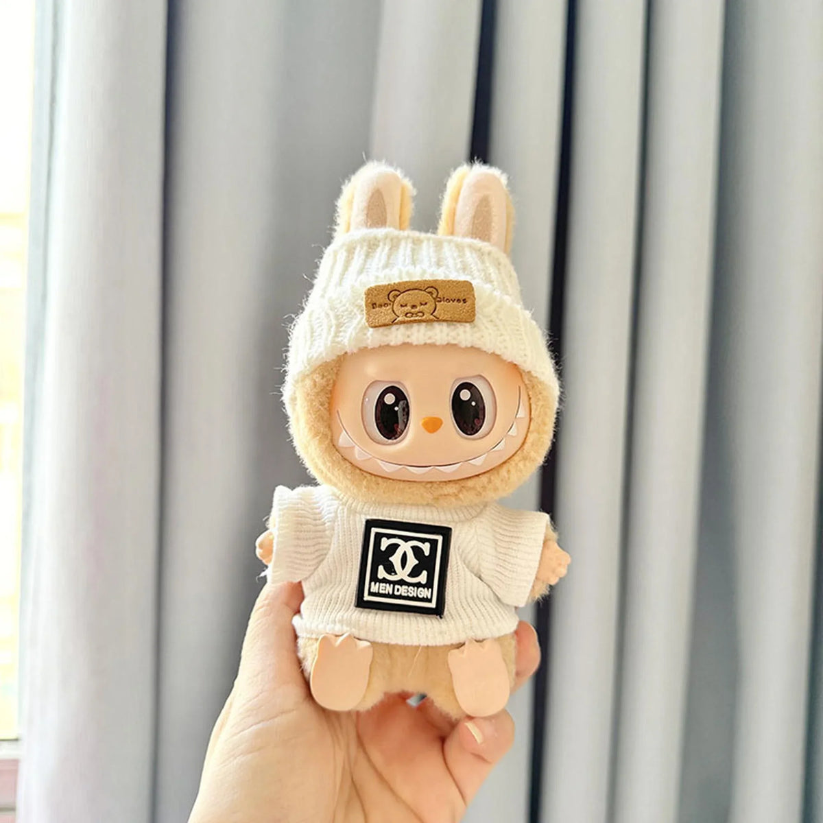 White Furry Bear Hat + Chanel-Inspired White