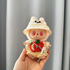 White Kettle + White Bunny Hat + Yellow Striped Apple Overalls With Accessories