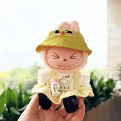 White Kettle + White Square-Toe Shoes + Long Grass Chicken Hat + Refreshing Yellow Suspenders Skirt Set