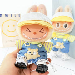 White Lace-Up Loafers + Bear Charm Overalls Set