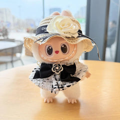 White Luxury Shawl With Black-Trimmed White Straw Hat