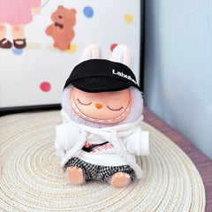White Nike Hoodie + Houndstooth Pants + Black Bubu Hat