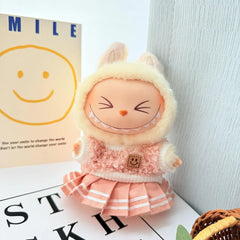 White Pleated Skirt Jk + Pink Smiley Crop Top