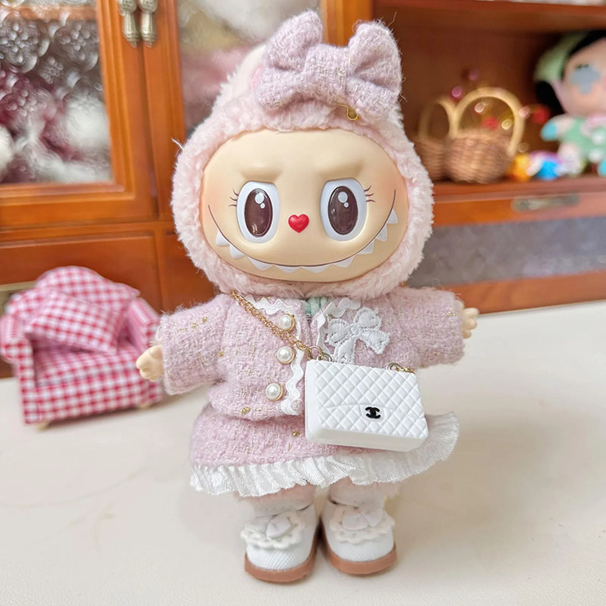 White Princess Shoes + White Mini C Bag + Classic Chanel-Inspired Pink