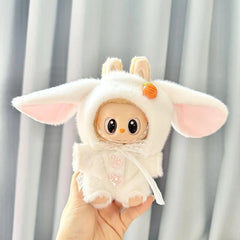 White Rabbit Fur Accessory Two-Piece Set With Mink Trim