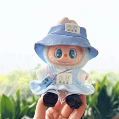White Square-Toe Shoes + Blue Water Bottle + Blue Bunny Hat + Refreshing Blue Jumper Skirt Set