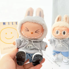 White Square-Toe Shoes + Gray Hoodie Two-Piece Set