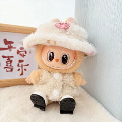 White Square-Toe Shoes + Pink Diamond Hat + White Double-Buckle Circle Sweater Two-Piece Set