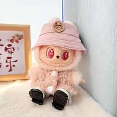 White Square-Toe Shoes + Pink Panda Logo Bucket Hat + Pink Double-Buckle Loop Sweater