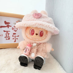 White Square-Toe Shoes + Pink Water Bottle + New Pink Diamond Hat + Pink Double-Buckle Circle Top Two-Piece Set
