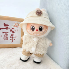White Square-Toe Shoes + White Cat Logo Bucket Hat + White Double-Buckle Loop Sweater