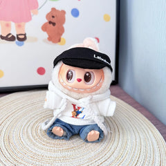 White Vv Sweatshirt + Light Blue Jeans + Black Beanie