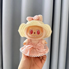 White Wave Straw Hat + Pendant Milk Coffee Candy Dress