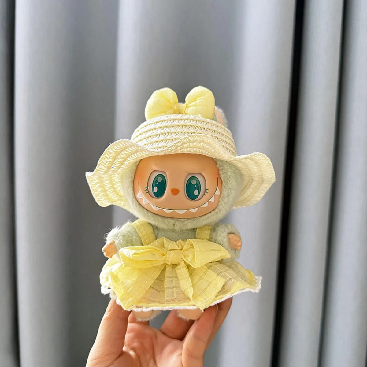 White Wave Straw Hat + Yellow Candy Skirt With Charms