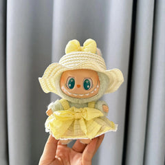 White Wave Straw Hat + Yellow Candy Skirt With Charms