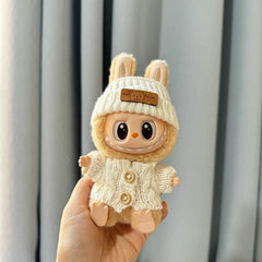 White Wooden Button Sweater + White Flipped Brim Bear Logo Hat