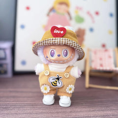 Yellow Bee Overalls + Yellow Heart Hat + White Canvas Shoes