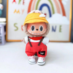 Yellow Carrot Dad Hat + Crown Print Belted Overalls Set In Red + Pink Canvas Sneakers