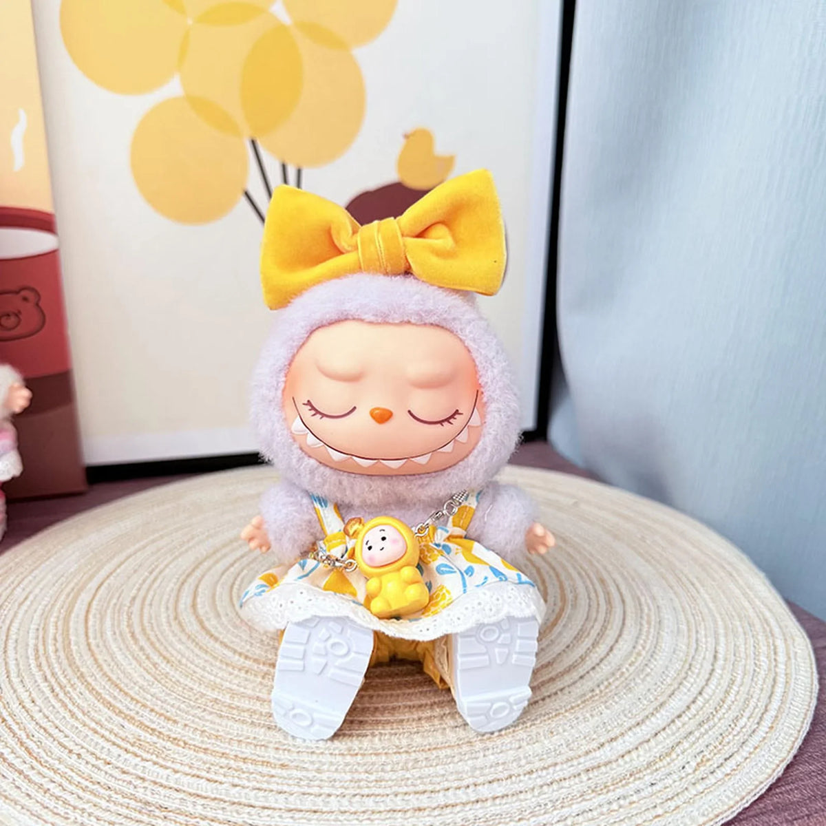 Yellow Childhood Set + Plush Yellow Baby Bag + Kd Yellow Leather Shoes
