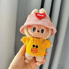 Yellow Duck Knit Sweater Charm + Pink Heart Hat