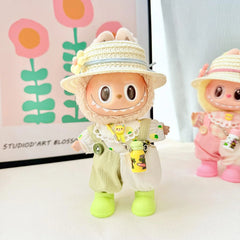 Yellow Flat Brim Hat + Yellow Canteen + Green Rain Boots + Spring Sweet Green Mix