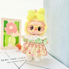 Yellow-Framed Glasses + Kd White Leather Shoes + Floral Spring Outfit Four-Piece Set