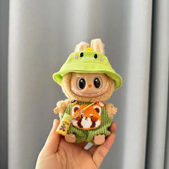 Yellow Kettle + Green Dino Hat + Green Striped Shiba Inu Overalls With Accessories