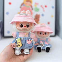 Yellow Kettle + White Canvas Shoes + Pink & Blue Bear Fun Overalls Set