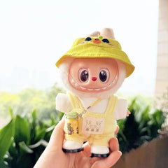 Yellow Kettle + White Square-Toe Shoes + Long Grass Chicken Hat + Refreshing Yellow Suspenders Outfit