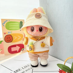 Yellow Kettle + White Square-Toe Shoes + White Cat Hat + Yellow Corduroy Two-Piece Set