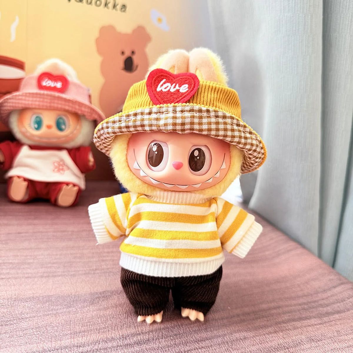 Yellow Love Hat + Sj Yellow & White Striped Short-Sleeve T-Shirt Two-Piece Set