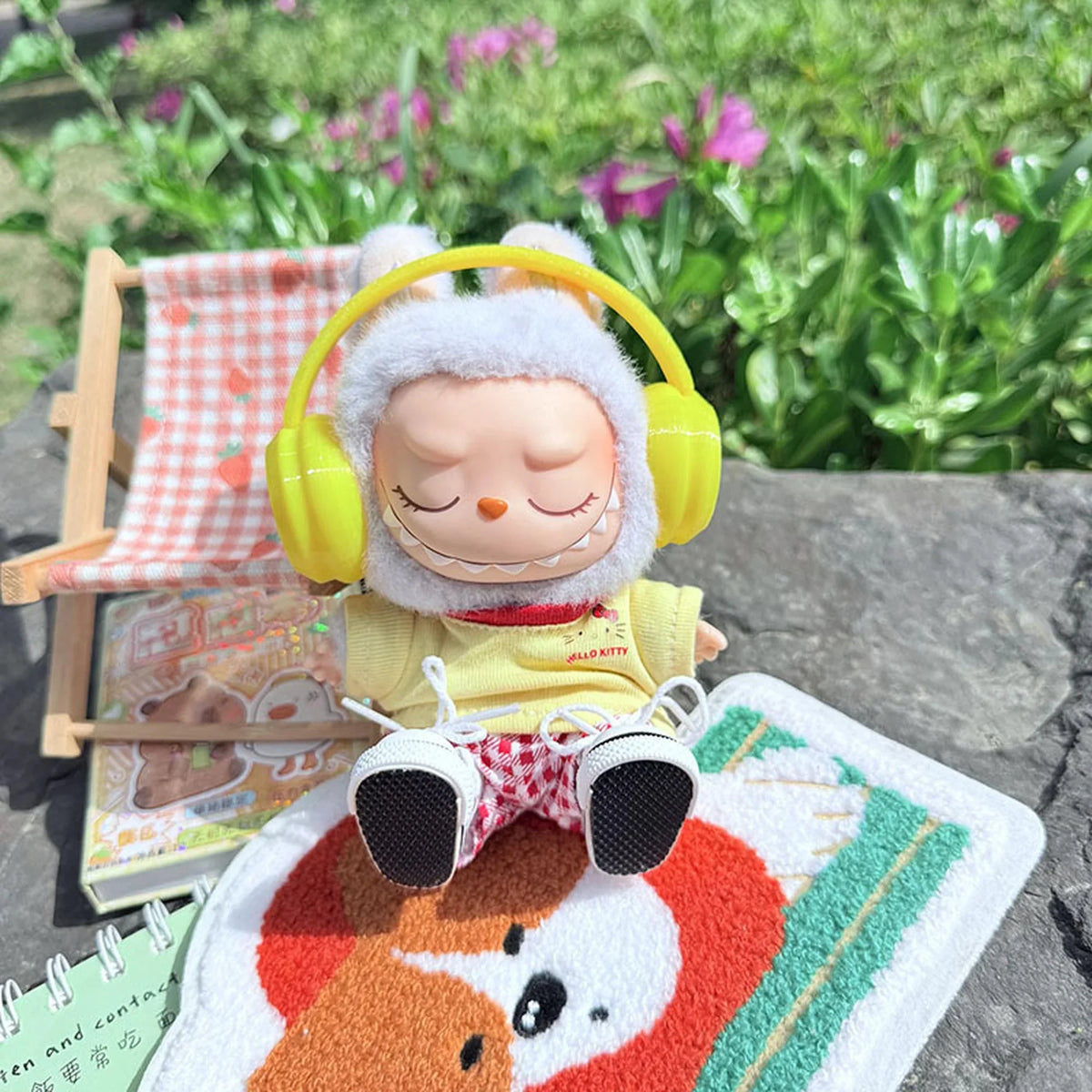Yellow Picnic & Leisure Two-Piece Set + Yellow Headphones + Yellow Canvas Shoes