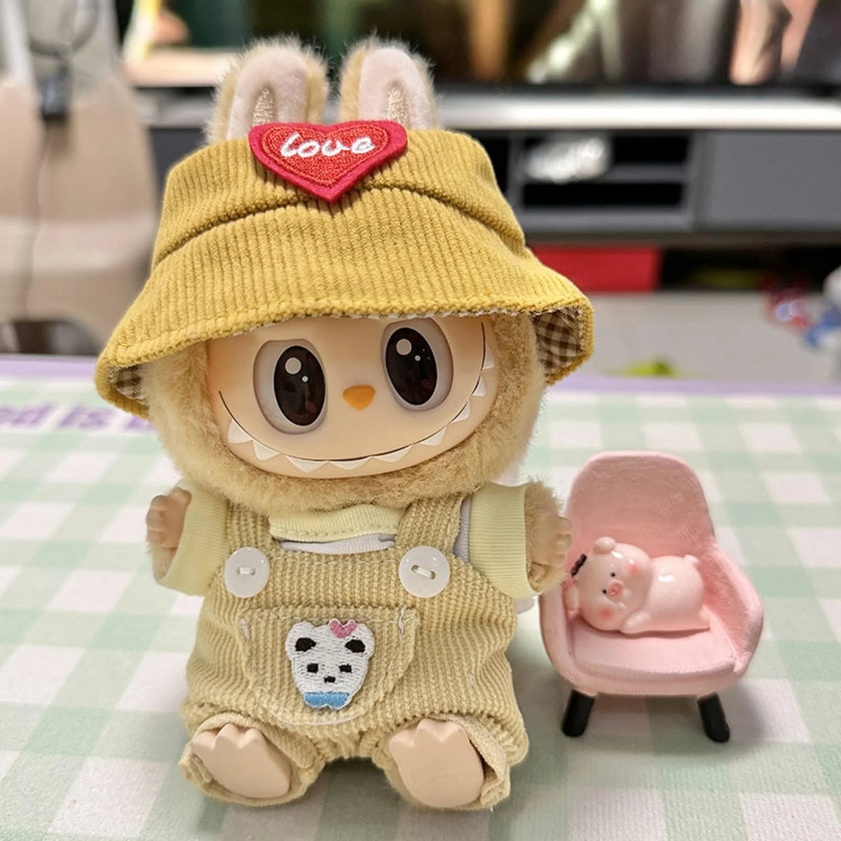 Yellow Pouch Suspenders + Red Heart Yellow Hat