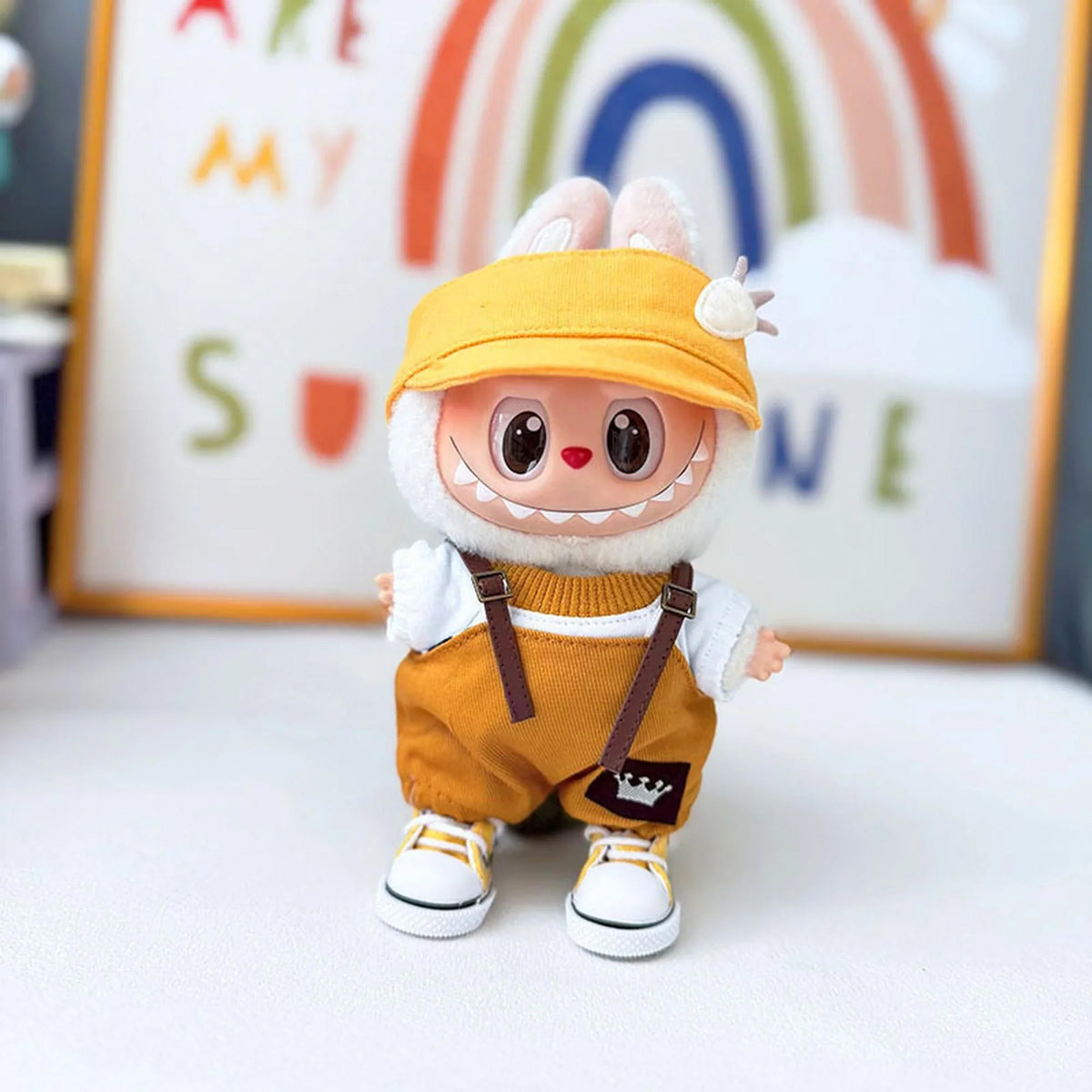 Yellow Radish Duckbill Hat + Crown Belt Overalls + Yellow Canvas Shoes