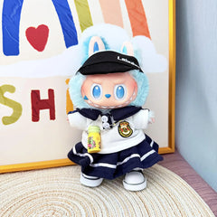 Yyds Black Hat + Noble Blue School Uniform Dress + Black Canvas Shoes + Yellow Water Bottle